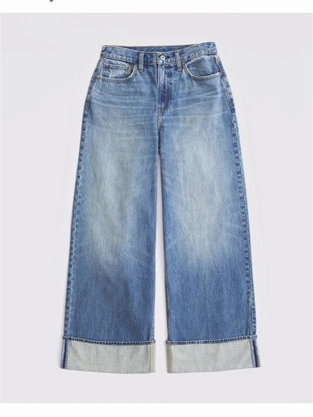 Abercrombie & Fitch Curve Love High Rise Wide Leg Cuffed Hem Jean Wide Leg